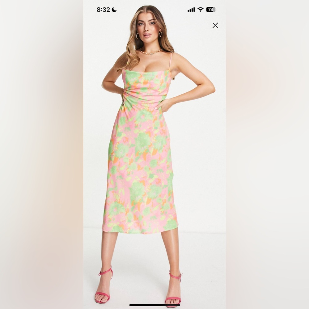 ASYOU floral bra insert cami midi dress in multi NWOT size 6 asos exclusive
